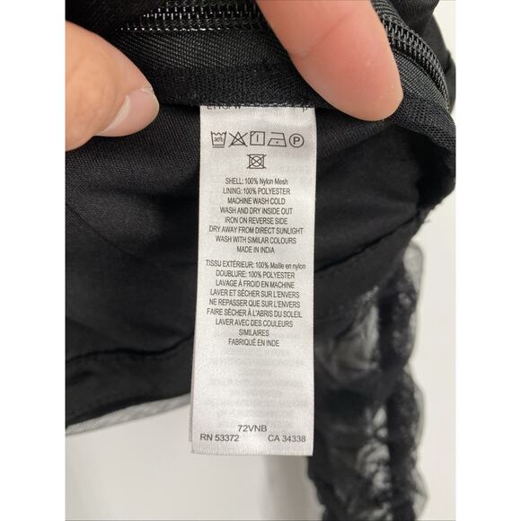 Y2K Corset Top Fitted Sleeve Size 0 Black Whimsigoth Sheer Celestial Fairy 985 - Picture 8 of 9